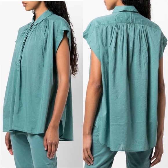 Nili Lotan Normandy Tunic Shirt Top Cotton Collared Oversized Kimono XS - Picture 3 of 9